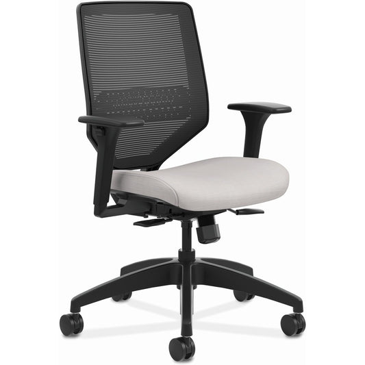 HON Solve Chair - Fabric Seat Material - Black Back Color - Mesh Back Material - Black Frame Color - Mid Back - Sterling - 1 Each