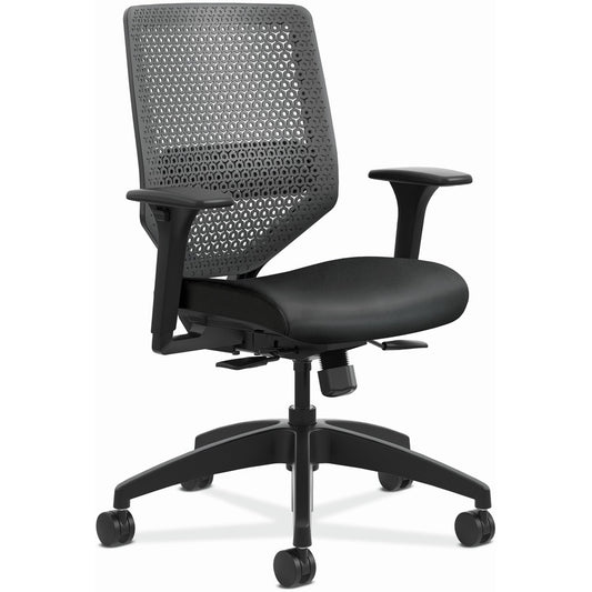 HON Solve Chair - Black Seat Color - Vinyl Seat Material - Charcoal Back Color - Black Frame Color - Mid Back - Black - 1 Each