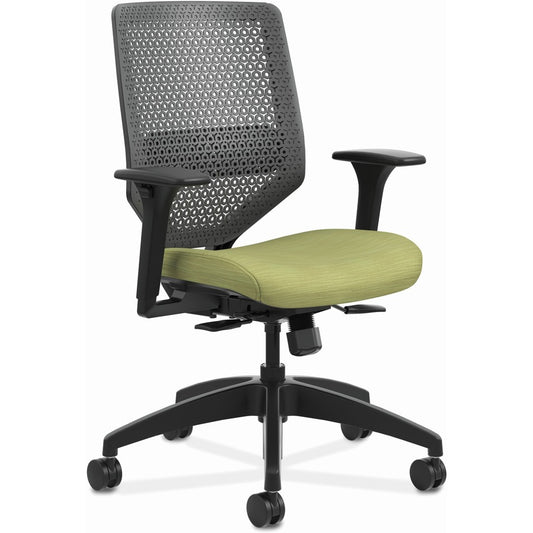 HON Solve Chair - Fabric Seat Material - Charcoal Back Color - Black Frame Color - Mid Back - Meadow - 1 Each