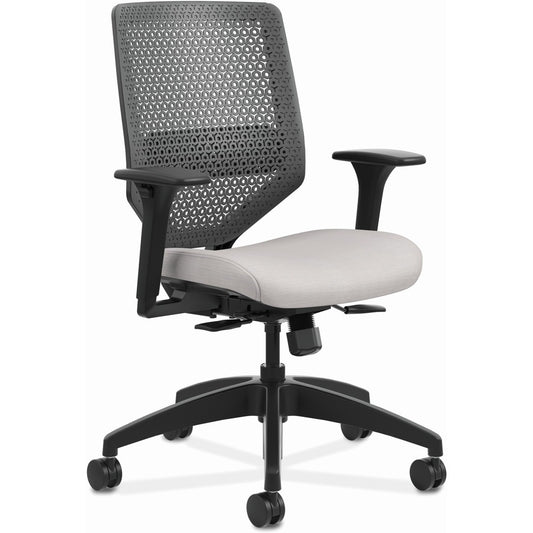 HON Solve Chair - Fabric Seat Material - Charcoal Back Color - Black Frame Color - Mid Back - Sterling - 1 Each