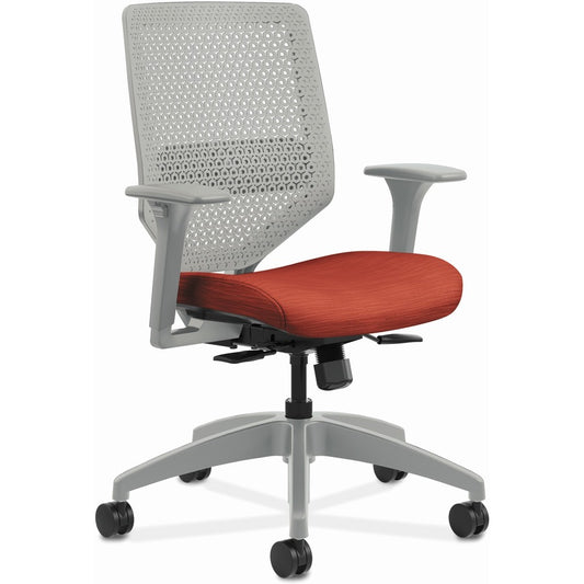 HON Solve Chair - Fabric Seat Material - Titanium Back Color - Black Frame Color - Mid Back - Bittersweet - 1 Each