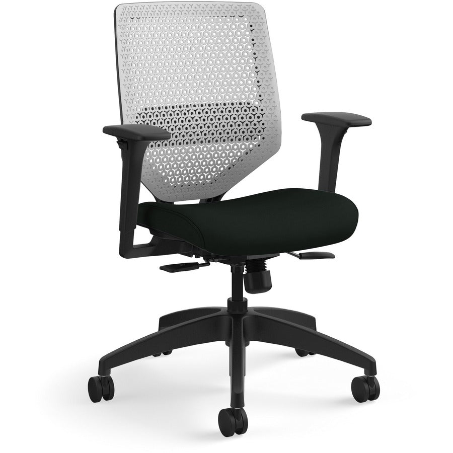 HON Solve Chair - Black Seat Color - Vinyl Seat Material - Titanium Back Color - Black Frame Color - Mid Back - Black - 1 Each