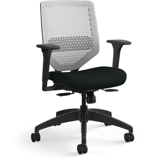 HON Solve Chair - Black Seat Color - Vinyl Seat Material - Titanium Back Color - Black Frame Color - Mid Back - Black - 1 Each
