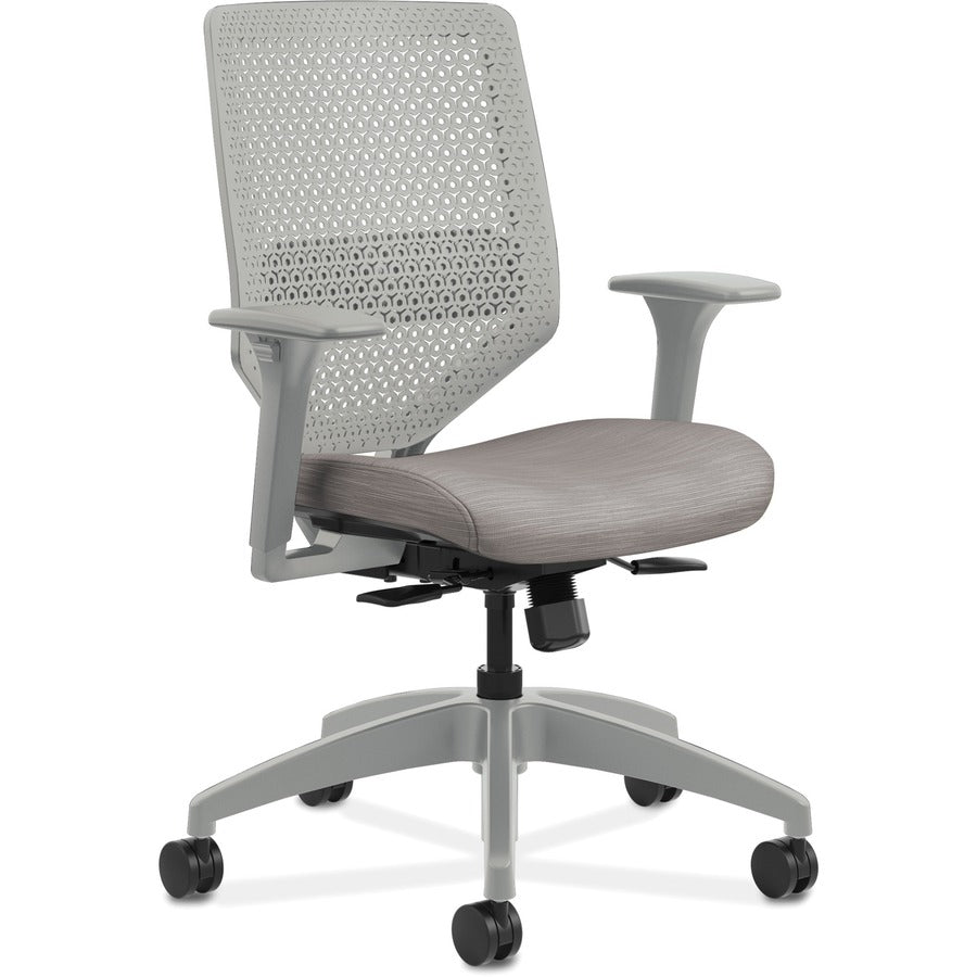 HON Solve Chair - Fabric Seat Material - Titanium Back Color - Black Frame Color - Mid Back - Sterling - 1 Each