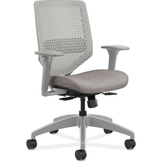 HON Solve Chair - Fabric Seat Material - Titanium Back Color - Black Frame Color - Mid Back - Sterling - 1 Each