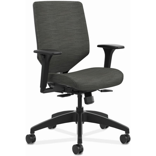 HON Solve Chair - Fabric Seat Material - Charcoal Back Color - Fabric Back Material - Black Frame Color - Mid Back - Ink - 1 Each