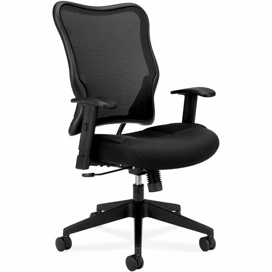 HON Wave Chair - Black Seat Color - Fabric Seat Material - Black Back Color - Reinforced Resin, Mesh Back Material - Black Frame Color - Reinforced Resin Frame Material - High Back - 5-star Base - Black - 1 Each