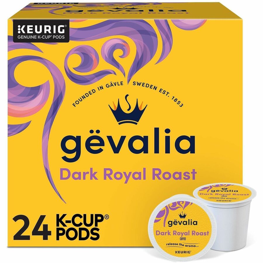 Gevalia K-Cup Dark Royal Roast Coffee - Compatible with Keurig Brewer - Dark - K-Cup - Arabica - 24 / Box