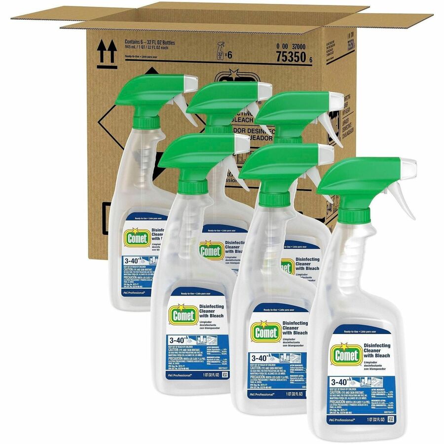 Comet Disinfecting Cleaner Spray - Ready-To-Use - 32 fl oz (1 quart) - Fresh Scent - Disinfectant, Heavy Duty, Non-abrasive - Multi - 6 / Carton