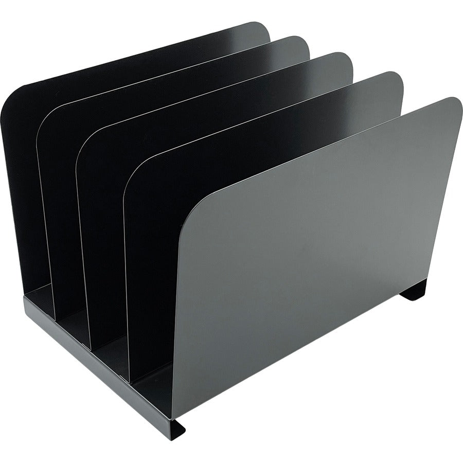 Huron Vertical Desk Organizer - 4 Compartment(s) - Vertical - 7.75" Height x 11" Width x 11" Depth - Durable - Black - Steel - 1 Each