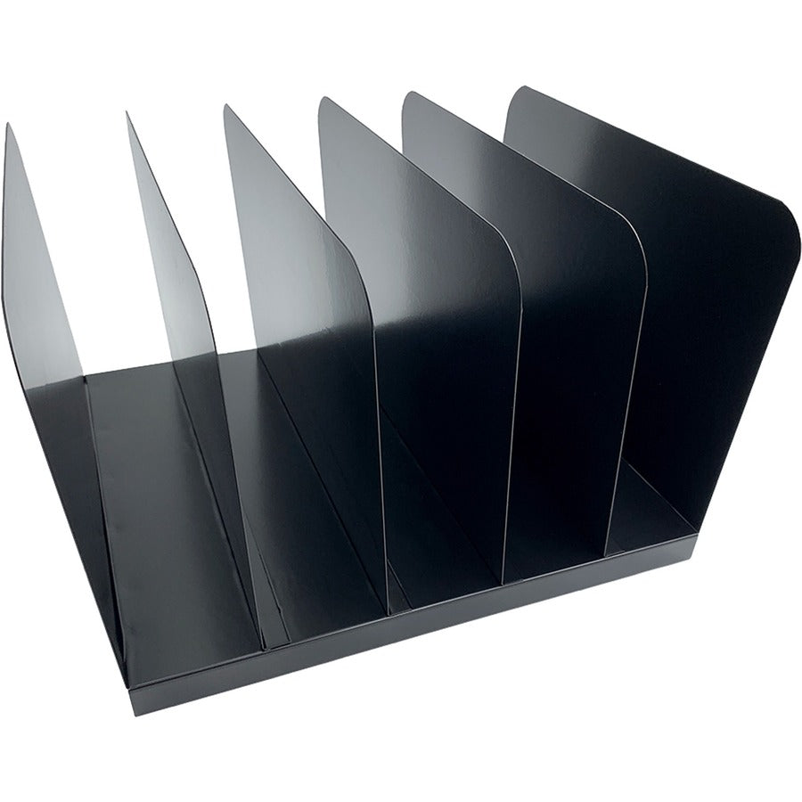 Huron Vertical Desk Organizer - 5 Compartment(s) - Vertical - 7.75" Height x 11" Width x 12.50" Depth - Durable - Black - Steel - 1 Each