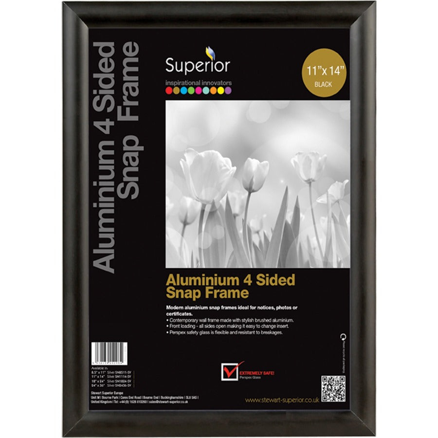 Seco Sign Holder - 11" Width x 14" Height - Rectangular Shape - Black - 1 Each