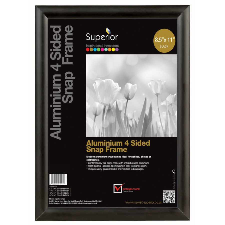 Seco Sign Holder - 8.5" Width x 11" Height - Rectangular Shape - Black - 1 Each