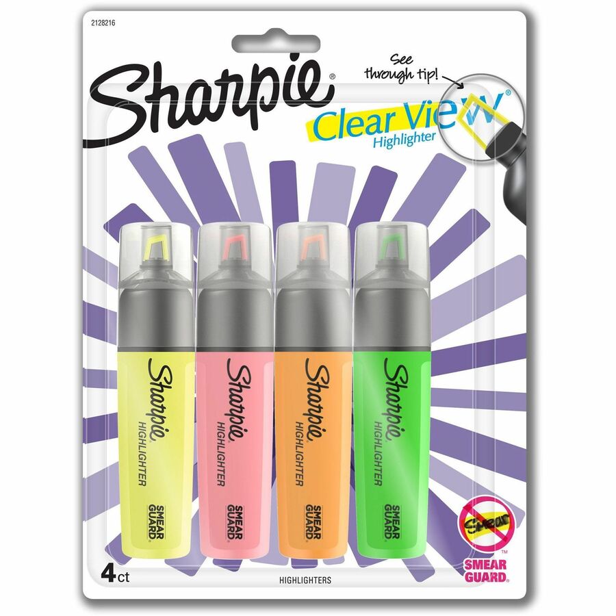 Sharpie Clear View Highlighter Pack - Assorted Ink - 4 / Set