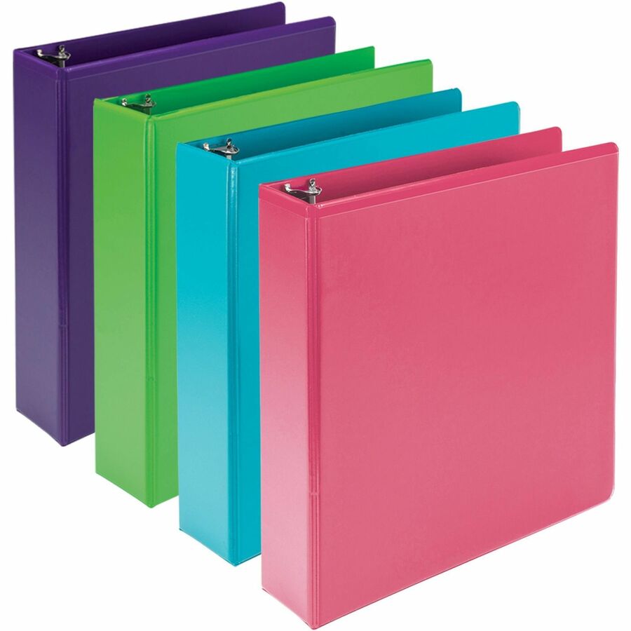 Samsill Earthchoice Durable View Binder - 2" Binder Capacity - Letter - 8 1/2" x 11" Sheet Size - 425 Sheet Capacity - 3 x 2" Ring - Fastener: Round Ring - Pocket: 2, Internal - Chipboard - Assorted - Bio-based, Durable, Clear Overlay, Flexible - 4 / Pack