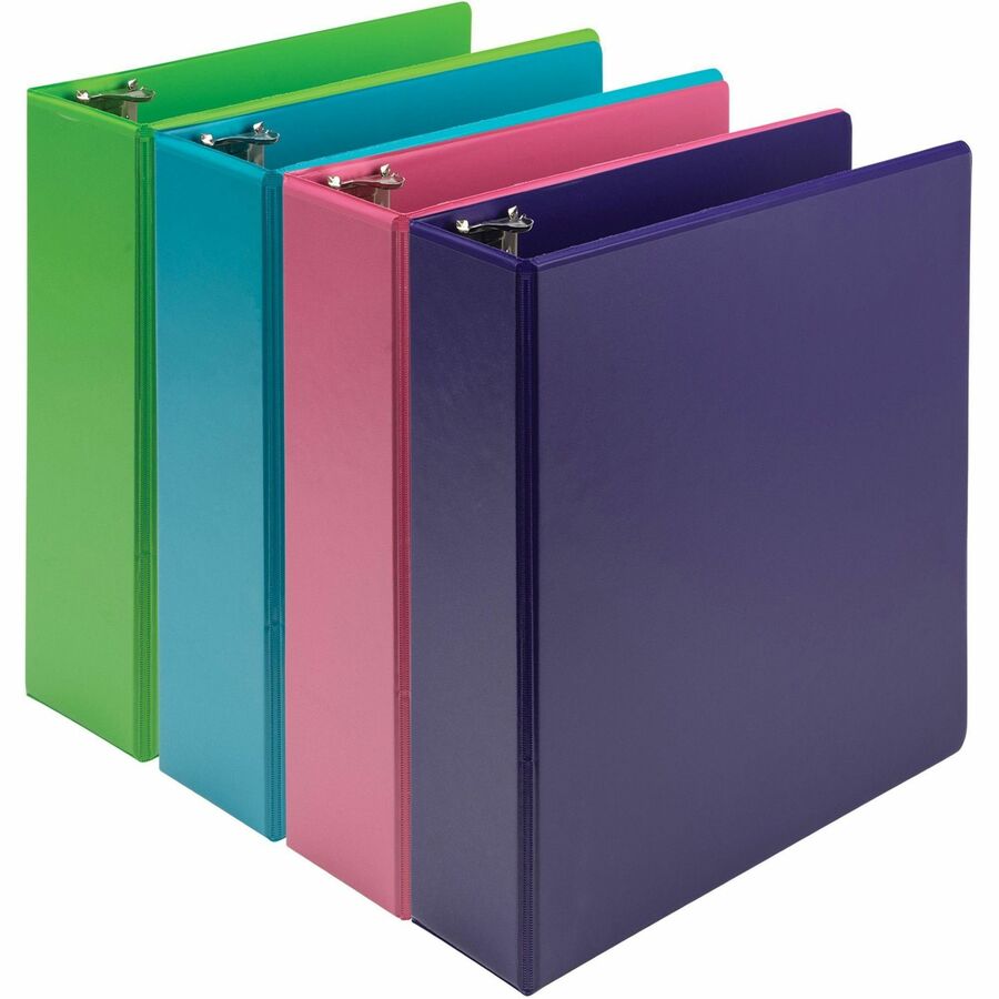 Samsill Earthchoice Durable View Binder - 3" Binder Capacity - Letter - 8 1/2" x 11" Sheet Size - 550 Sheet Capacity - 3 x 3" Ring - Fastener: Round Ring - Pocket: 2, Internal - Chipboard - Assorted - Bio-based, Durable, Clear Overlay, Flexible - 4 / Pack
