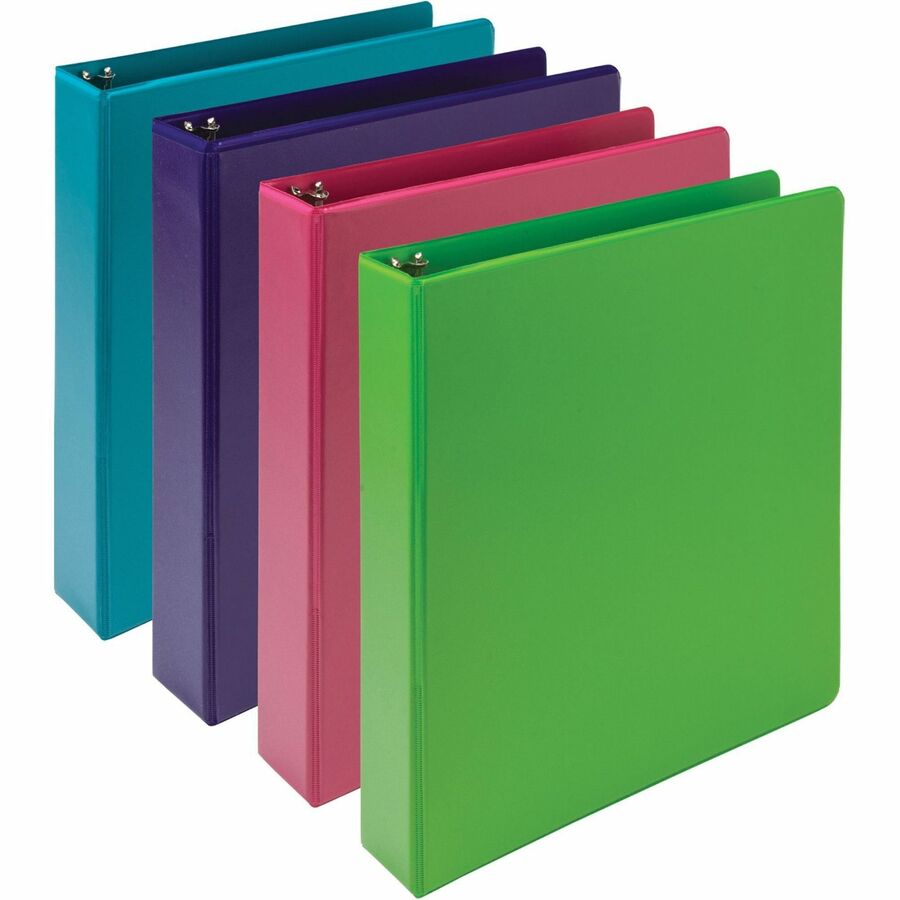 Samsill Earthchoice Durable View Binder - 1 1/2" Binder Capacity - Letter - 8 1/2" x 11" Sheet Size - 325 Sheet Capacity - 3 x 1.50" Ring - Fastener: Round Ring - Pocket: 2, Internal - Chipboard - Assorted - Bio-based, Durable, Clear Overlay, Flexible...