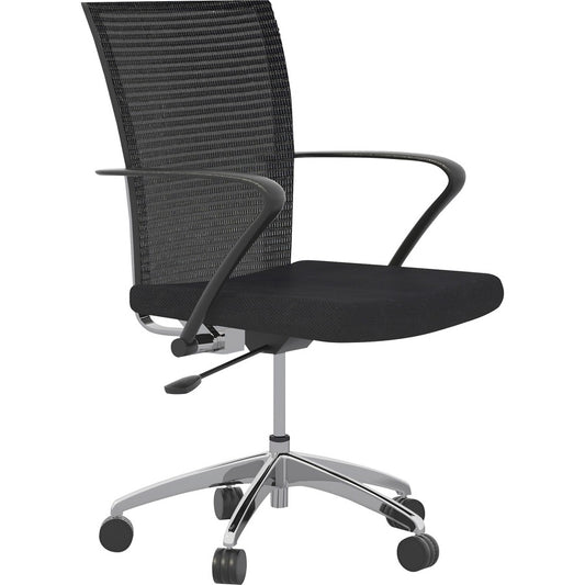 Safco Training Height-Adjustable Task Chair - Fabric, Wood Seat Material - Steel Frame Material - High Back - 5-star Base - Black - Armrest - 1 Each