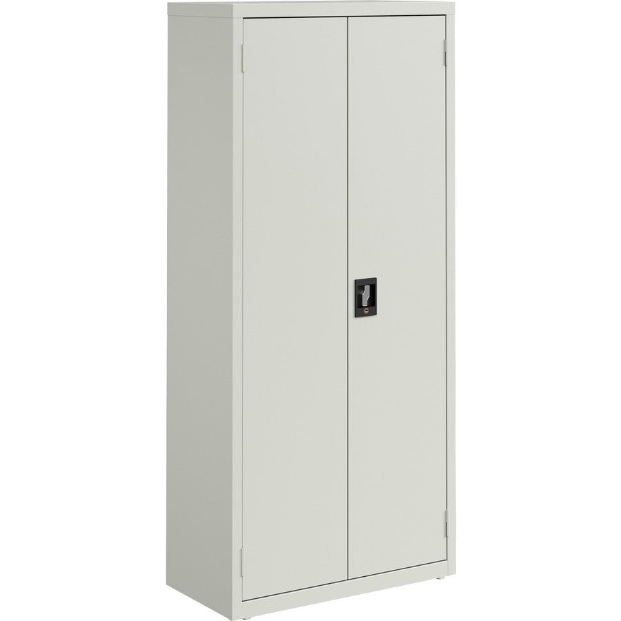 Lorell Fortress Series Slimline Storage Cabinet - 30" Width x 15" Depth x 66" Height - 4 x Shelf(ves) - 720 lb Load Capacity - Durable, Welded, Nonporous Surface, Recessed Handle, Removable Lock, Locking System - Light Gray - Baked Enamel - Steel - Rec...