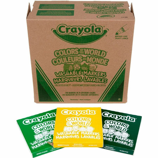 Crayola Multicultural Colors Washable Markers - Washable - Assorted, Almond, Gold, Rose Ink - 240 / Box