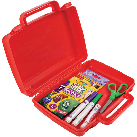 Deflecto Antimicrobial Storage Case Red - External Dimensions: 8.6" Width x 10.2" Depth x 2.7" Height - Snap-tight Closure - Plastic - Red - For Photo, Art/Craft Supplies - 1 Each
