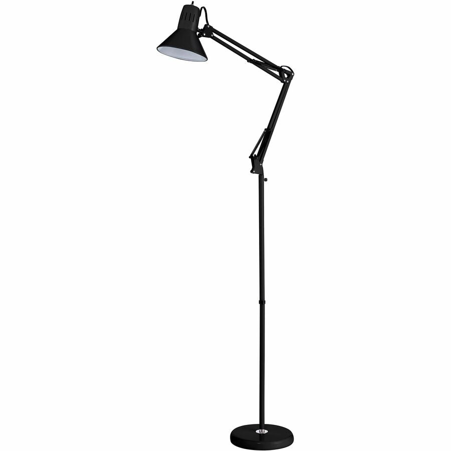 Bostitch Swing Arm Floor Lamp, Black - 72" Height - 9 W LED Bulb - Swivel Arm, Weighted Base, Glare-free Light, Flicker-free, Adjustable Arm, Durable, Eco-friendly - 700 lm Lumens - Metal - Floor-mountable - Black - for Office, Workspace, Lounge, Home...