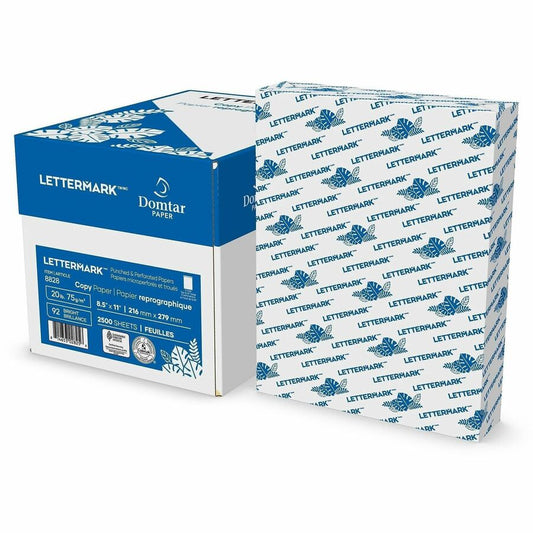 Lettermark Copy & Multipurpose Paper - 5-Hole Punched - 92 Brightness - Letter - 8 1/2" x 11" - 20 lb Basis Weight - 75 g/m², Grammage - Sustainable Forestry Initiative (SFI) - Acid-free, ColorLok Technology - Black - 2500 Sheets