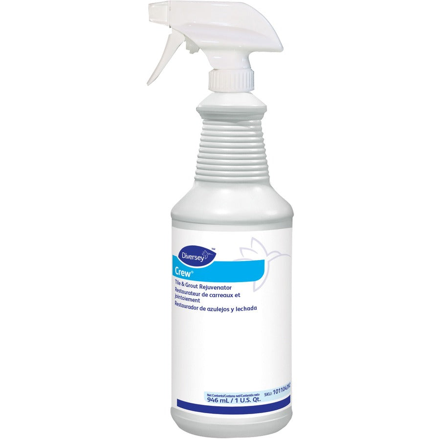 Diversey Crew Tile and Grout Rejuvenator - Ready-To-Use - 32 fl oz (1 quart) - Chlorine Scent - Light Yellow - 12 / Carton