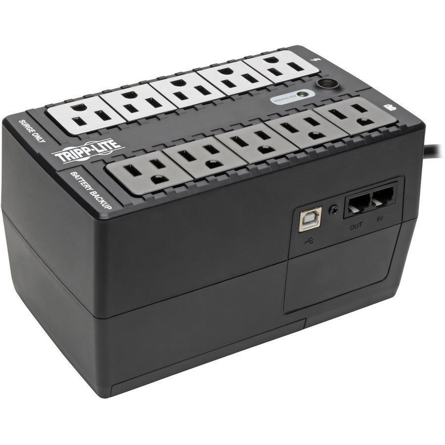 Tripp Lite series Internet Office INTERNET550U 550VA UPS - Ultra-compact Desktop/Tower/Wall Mount - 6.50 Hour Recharge - 1.20 Minute Stand-by - 120 V AC Input - 110 V AC, 115 V AC, 120 V AC Output - Single Phase - 10 x NEMA 5-15R Receptacle(s) - 5 x Ba...