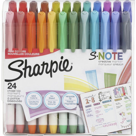 Sharpie S-Note Creative Markers, Chisel Tip - Assorted Ink - 24 / Pack