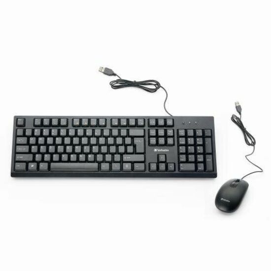 Verbatim Wired Keyboard and Mouse - USB Cable Keyboard - USB Mouse - 1000 dpi - Multimedia Hot Key(s) - Symmetrical - Compatible with Linux - 1 Each