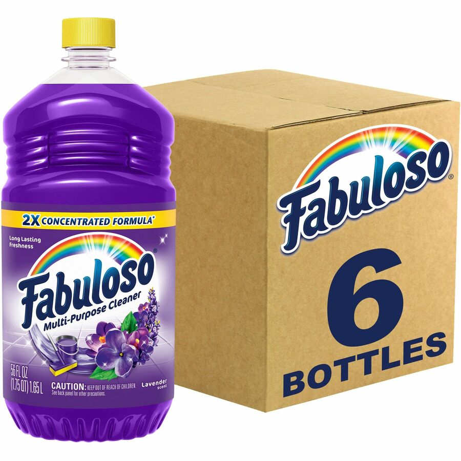 Fabuloso All-Purpose Cleaner - 56 fl oz (1.8 quart) - Lavender Scent - Rinse-free, Residue-free, Long Lasting, Easy to Use - Purple Bottle - 6 / Carton