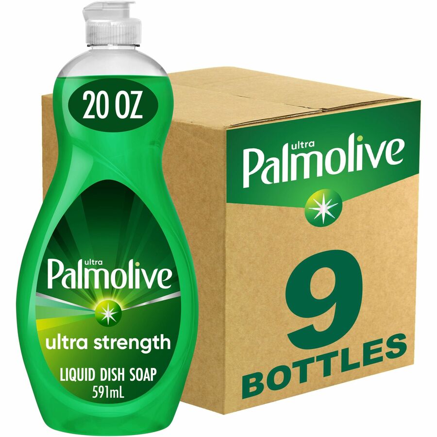 Palmolive Original Ultra Liquid Dish Soap - For Dish, Food - Liquid - 20 fl oz (0.6 quart) - Recommended For: Grease Remover, Odor Remover, Dirt Remover - Biodegradable, Phosphate-free, Paraben-free, Eco-friendly - Green - 9 / Carton