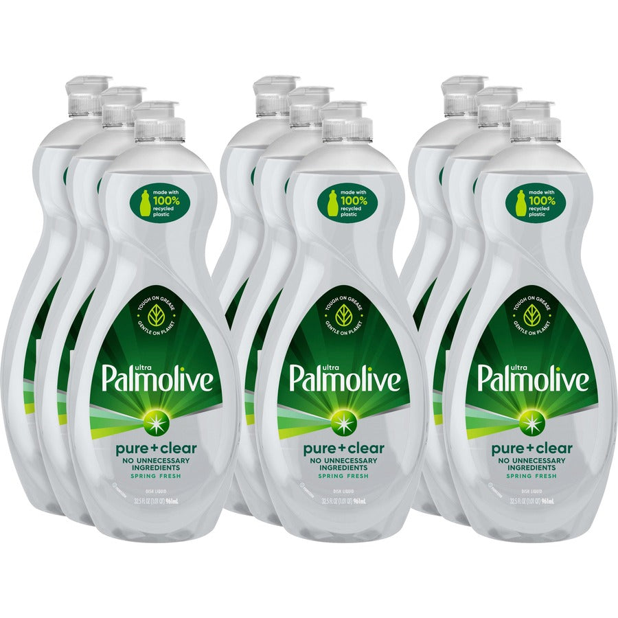 Palmolive Pure/Clear Ultra Dish Soap - For Dish, Food - Liquid - 32.5 fl oz (1 quart) - Recommended For: Grease Remover, Residue Remover, Dirt Remover - Hypoallergenic, Fragrance-free, Dye-free, Phosphate-free, Paraben-free, Biodegradable, Eco-friendly...