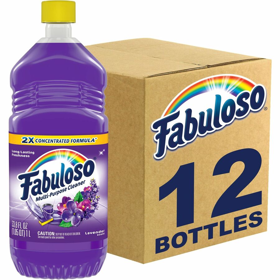 Fabuloso All-Purpose Cleaner - For Multipurpose, Multi Surface - 33.8 fl oz (1.1 quart) - Lavender Scent - Recommended For: Grease Remover, Soil Remover - Rinse-free, Residue-free, Long Lasting - Lavender - 12 / Carton