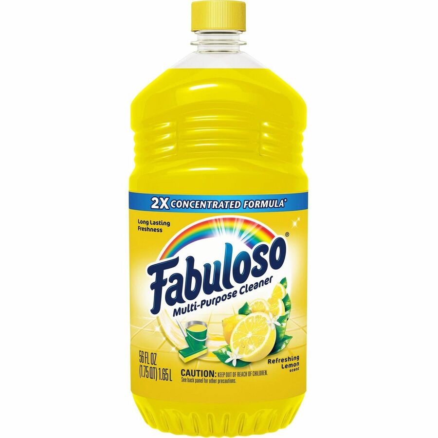 Fabuloso Multi-Purpose Cleaner - For Multipurpose, Multi Surface - 56 fl oz (1.8 quart) - Lemon Scent - Rinse-free, Residue-free, Long Lasting - Yellow - 1 Bottle
