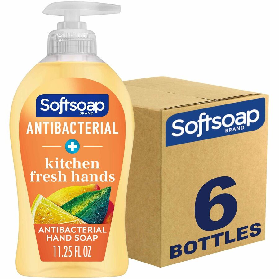 Softsoap Antibacterial Hand Soap Pump - Citrus Scent - 11.25 fl oz - Pump Bottle Dispenser - Odor Remover, Bacteria Remover - Hand, Kitchen, Skin - Moisturizing - Antibacterial - Yellow - Odor Neutralizer, Refillable, Paraben-free, Phthalate-free, pH B...