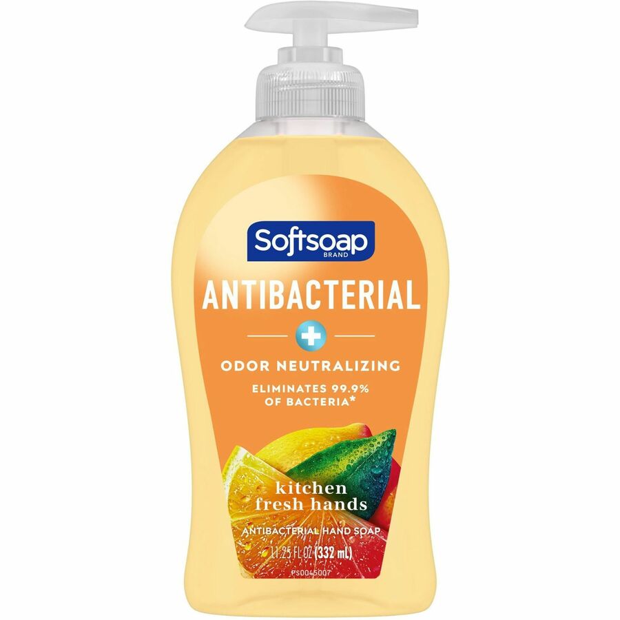 Softsoap Antibacterial Hand Soap Pump - Citrus Scent - 11.25 fl oz - Pump Bottle Dispenser - Odor Remover, Bacteria Remover - Hand, Kitchen, Skin - Moisturizing - Antibacterial - Yellow - Odor Neutralizer, Refillable, Paraben-free, Phthalate-free, pH B...