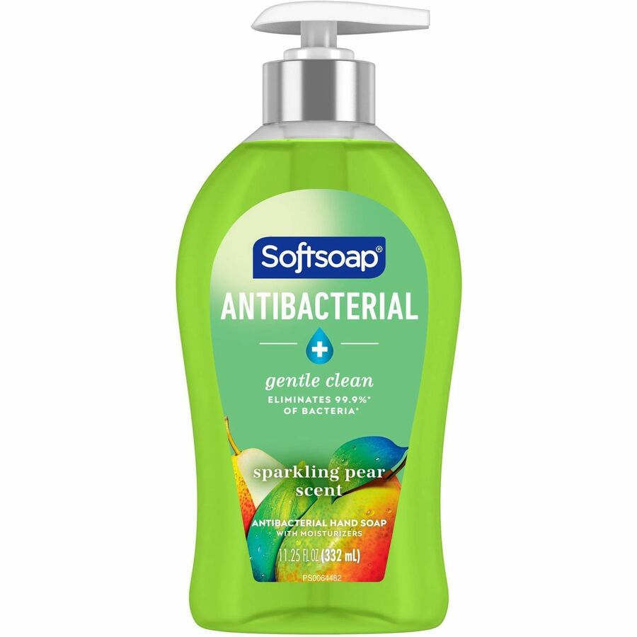Softsoap Antibacterial Liquid Hand Soap - Sparkling Pear Scent - 11.25 fl oz - Pump Bottle Dispenser - Bacteria Remover - Hand, Skin - Moisturizing - Antibacterial - Green - Refillable, Recyclable, Paraben-free, Phthalate-free, Biodegradable, pH Balanc...