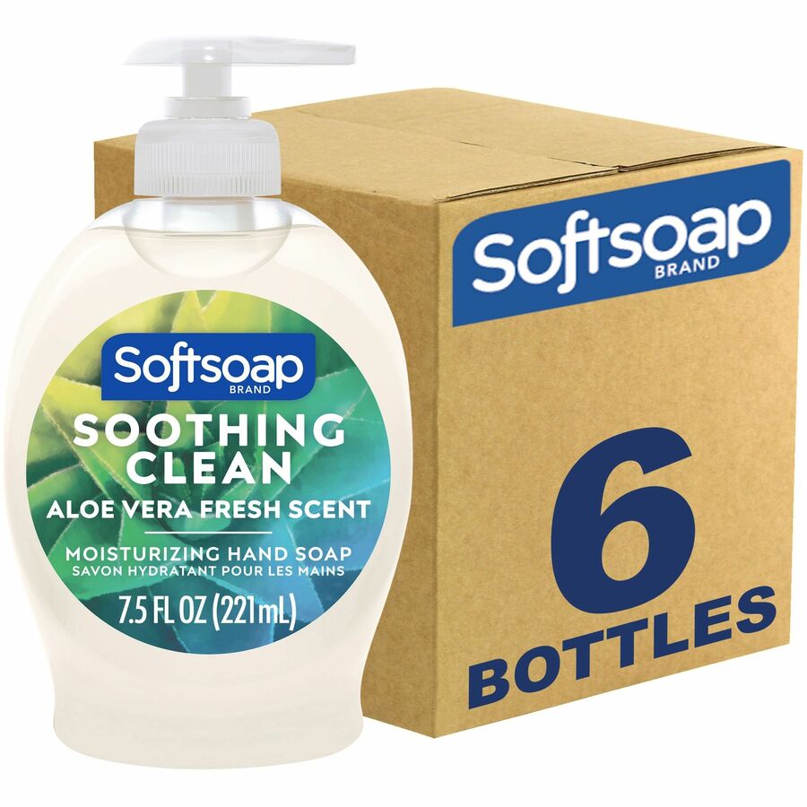 Softsoap Soothing Liquid Hand Soap Pump - Aloe Vera Scent - 7.50 fl oz - Pump Bottle Dispenser - Bacteria Remover, Dirt Remover - Hand, Skin - Moisturizing - Pearl - Rich Lather, Recyclable, Paraben-free, Phthalate-free, pH Balanced, Biodegradable - 6...