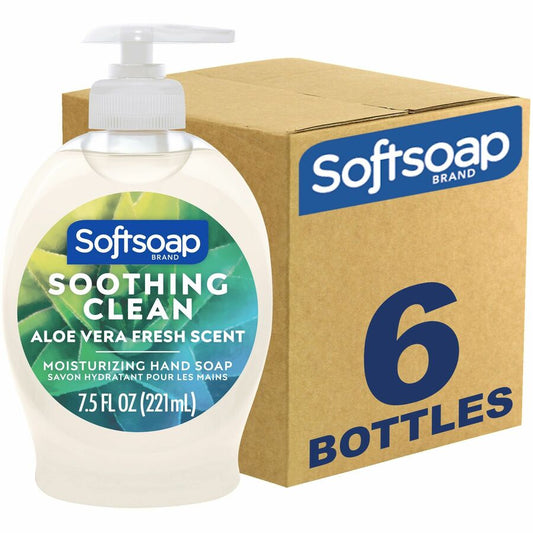 Softsoap Soothing Liquid Hand Soap Pump - Aloe Vera Scent - 7.50 fl oz - Pump Bottle Dispenser - Bacteria Remover, Dirt Remover - Hand, Skin - Moisturizing - Pearl - Rich Lather, Recyclable, Paraben-free, Phthalate-free, pH Balanced, Biodegradable - 6...