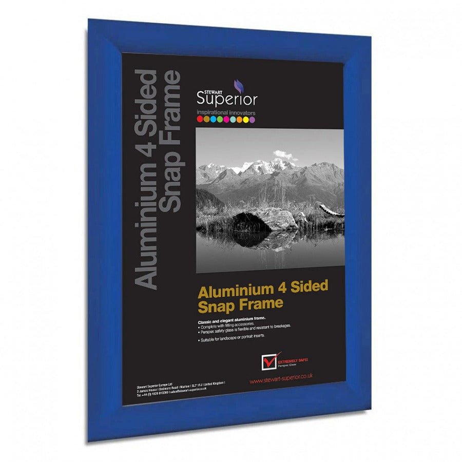 Seco Mitred Snap Frame - 11" x 17" Frame Size - Rectangle - Durable - Aluminum - Blue - 1 Each