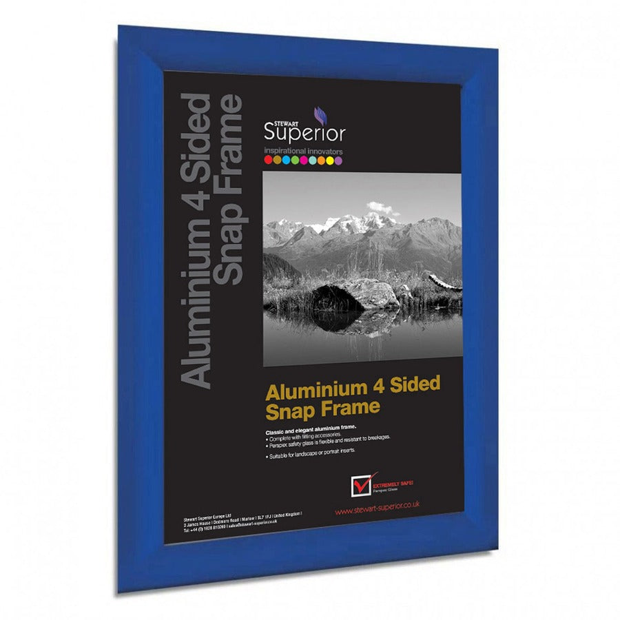 Seco Mitred Snap Frame - 18" x 24" Frame Size - Rectangle - Durable - Aluminum - Blue - 1 Each