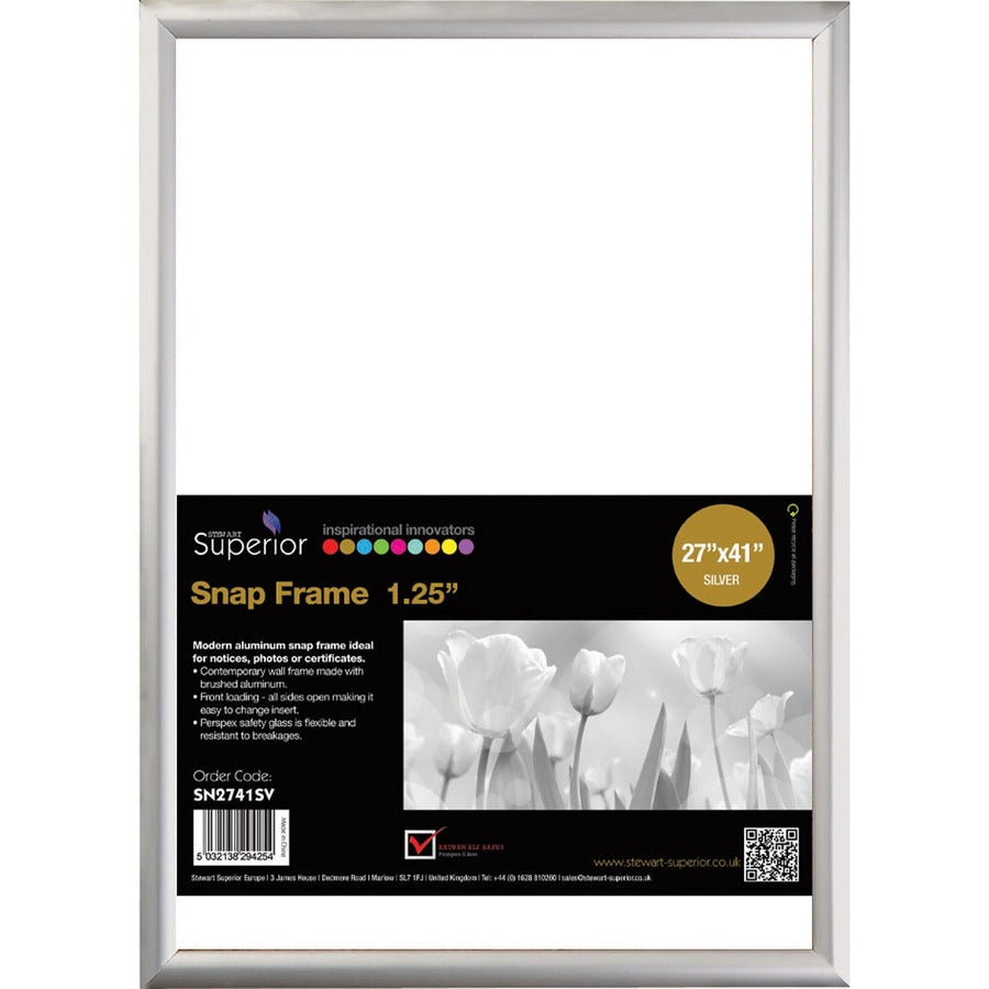 Seco Classic Snap Frame - 27" x 41" Frame Size - Rectangle - Black - Aluminum - Silver - 1 Each