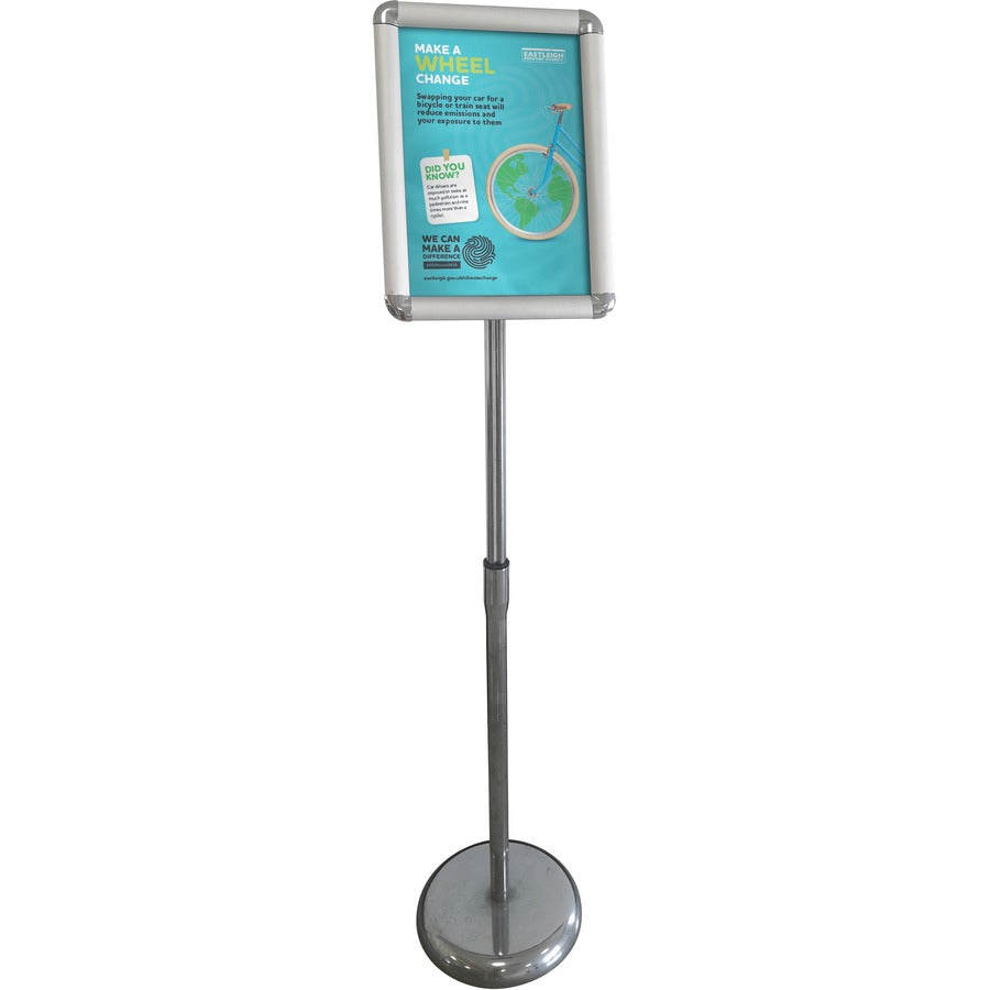 Seco Height-adjustable Menuboard - 11" Width x 8.5" Height - Rectangular Shape - Adjustable Height - Chrome - 1 Each