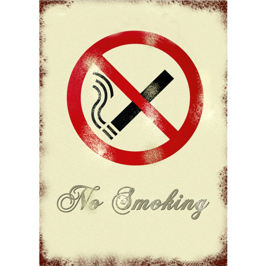 Seco Retro No Smoking Sign - Print/Message "NO SMOKING" - 8.5" Width x 11.3" Height - Rectangular Shape - Pre-printed, Long Lasting, Rust Resistant - Aluminum - Multicolor - 1 Each