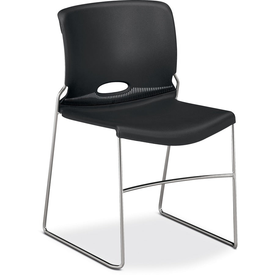 HON 4040 Series High Density Olson Stacker Chair - Onyx Seat Color - Plastic Seat Material - Onyx Back Color - Plastic Back Material - Chrome Frame Color - Steel Frame Material - 4 / Carton