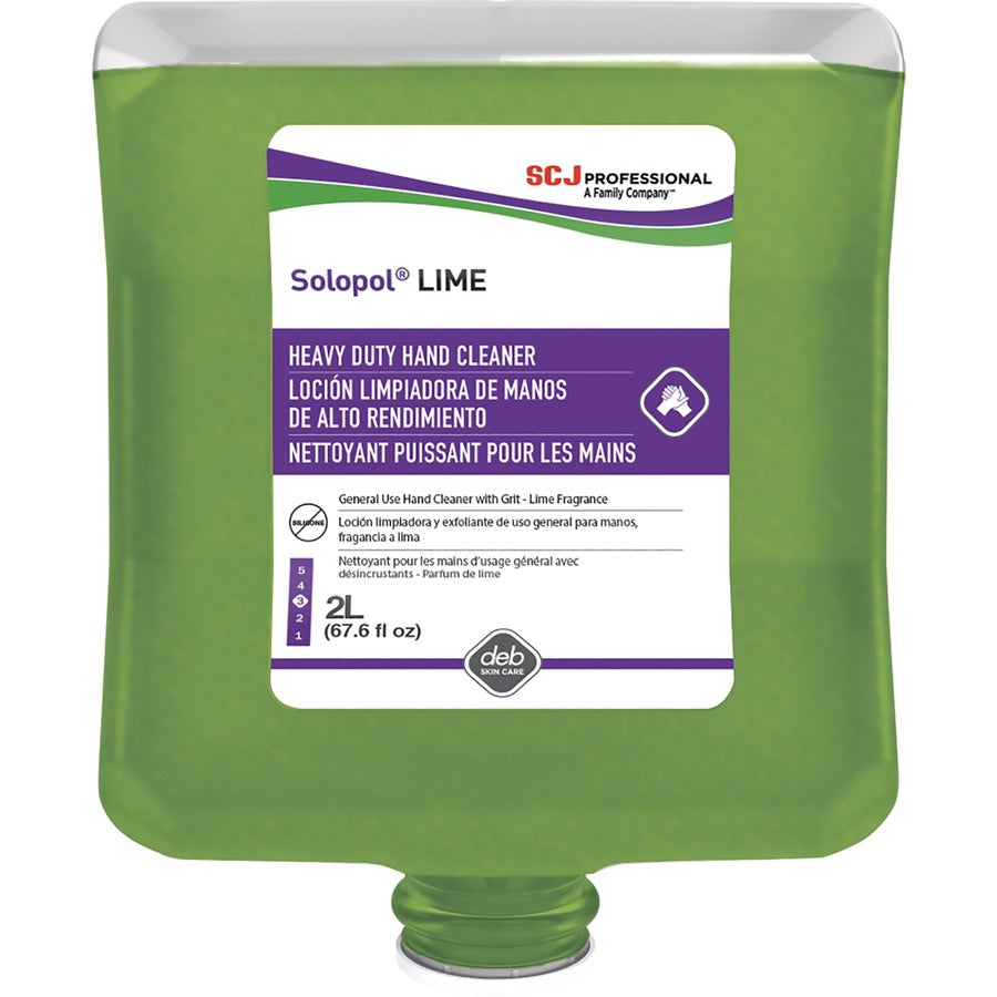 SC Johnson Solopol Medium Heavy-Duty Hand Wash - Lime Scent - 2.11 quart - Cartridge Dispenser - Grease Remover, Oil Remover, Soil Remover, Dirt Remover, Grime Remover - Hand, Industrial, Automotive - Moisturizing - Green - Heavy Duty, Solvent-free, No...