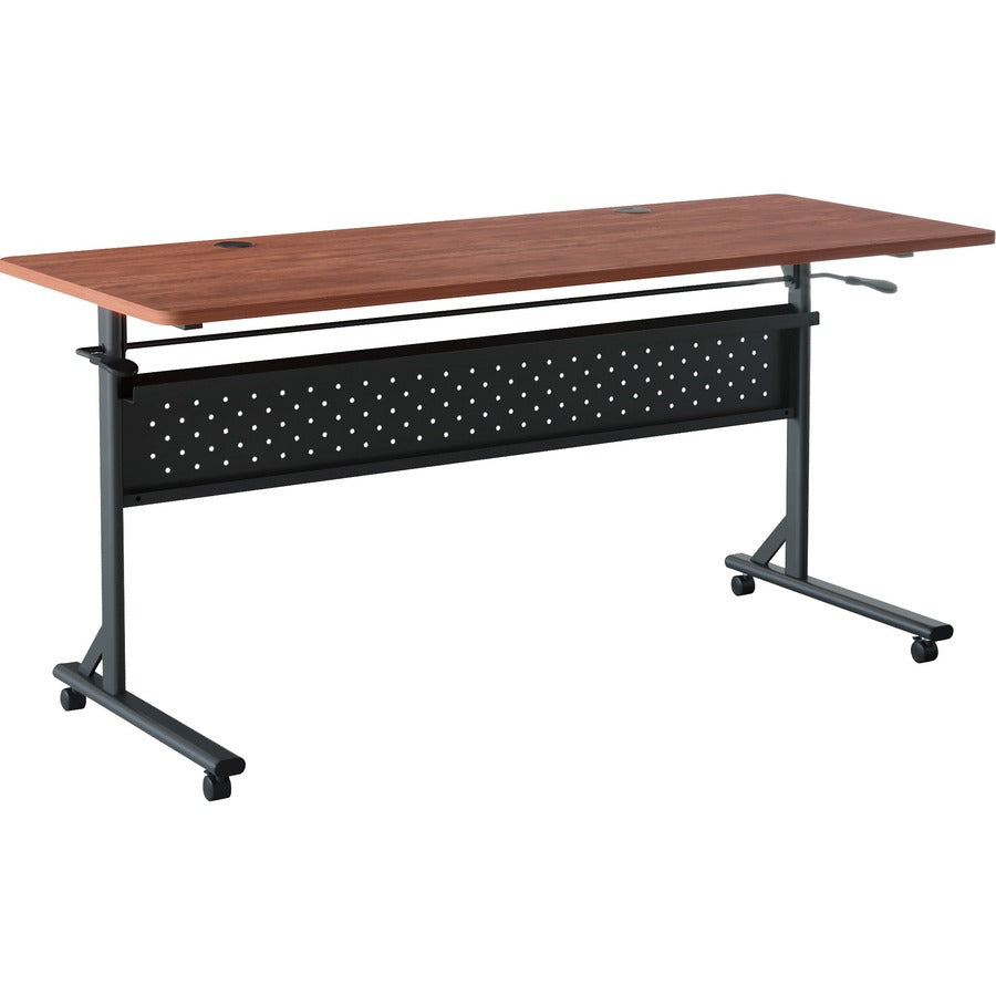 Lorell Shift 2.0 Flip and Nesting Mobile Table - Laminated Rectangle Top - 198 lb Capacity - 60" Table Top Length x 24" Table Top Width x 1" Table Top Thickness - 29.50" Height - Assembly Required - Cherry - 1 Each