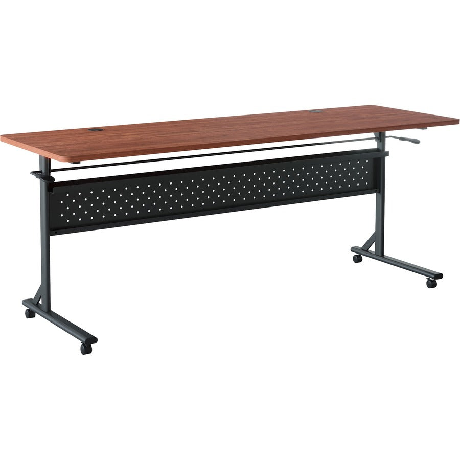 Lorell Shift 2.0 Flip and Nesting Mobile Table - Laminated Rectangle Top - 198 lb Capacity - 72" Table Top Length x 24" Table Top Width x 1" Table Top Thickness - 29.50" Height - Assembly Required - Cherry - 1 Each